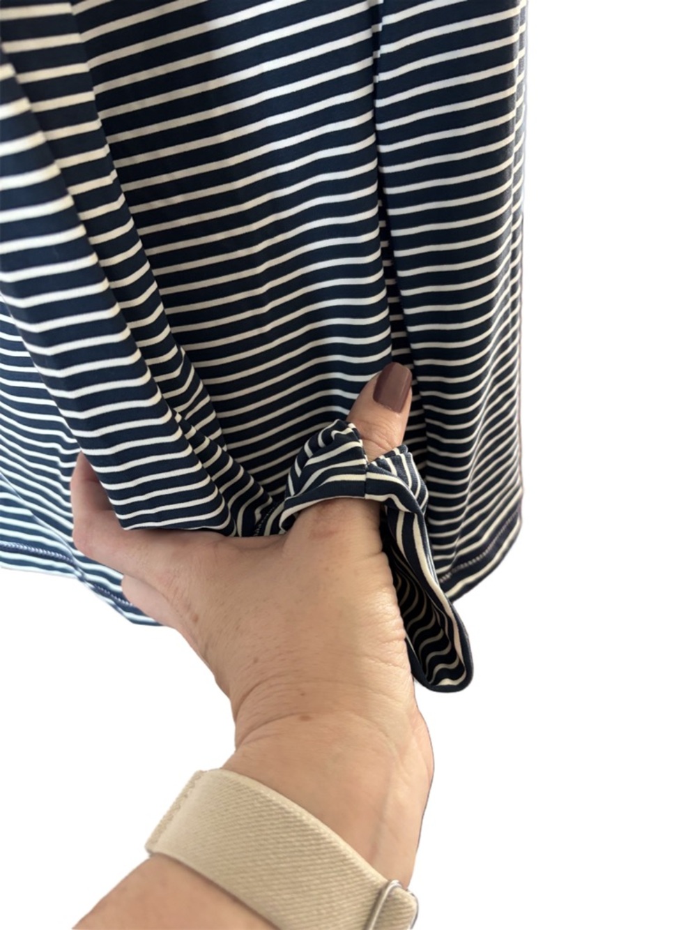 Athleisure coastal Activewear Zip Hoodie Rashguard Navy White Striped L - Picture 6 of 14